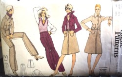 8381 VOG UNLINED JACKET,SHORT A-SKIRT,KNIT TOP,PANTS PATTERN 10